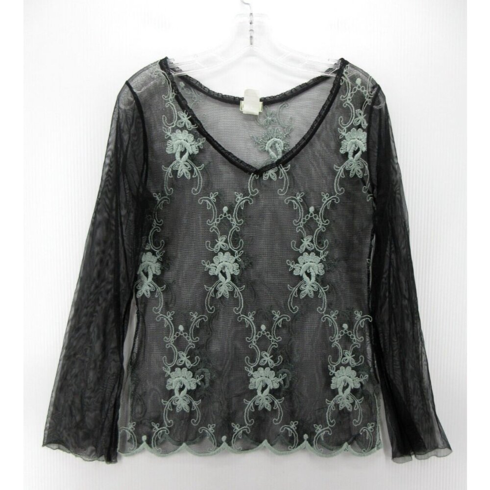 Petit Pois Viviana G Top Medium Paisley Lace Sheer Blouse Pullover